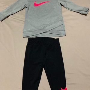 Baby girl Nike dri-fit sweatshirt and legging set.